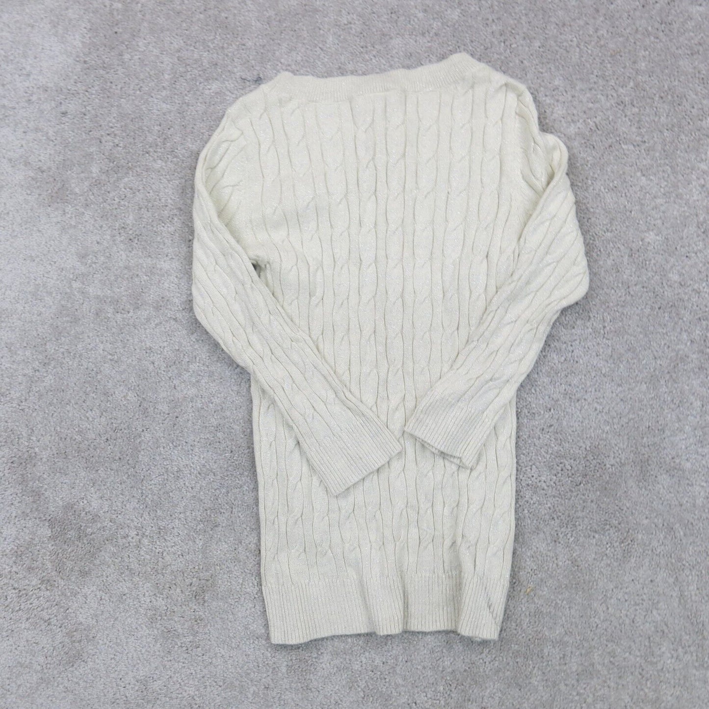 ANN Taylor Loft Womens Pullover Sweater Crew Neck Long Sleeves Ivory Size Medium