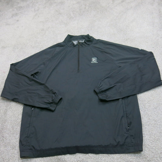 Adidas Mens 1/4 Zip Sweatshirt Pullover Long Sleeves Mock Neck Black Size XL