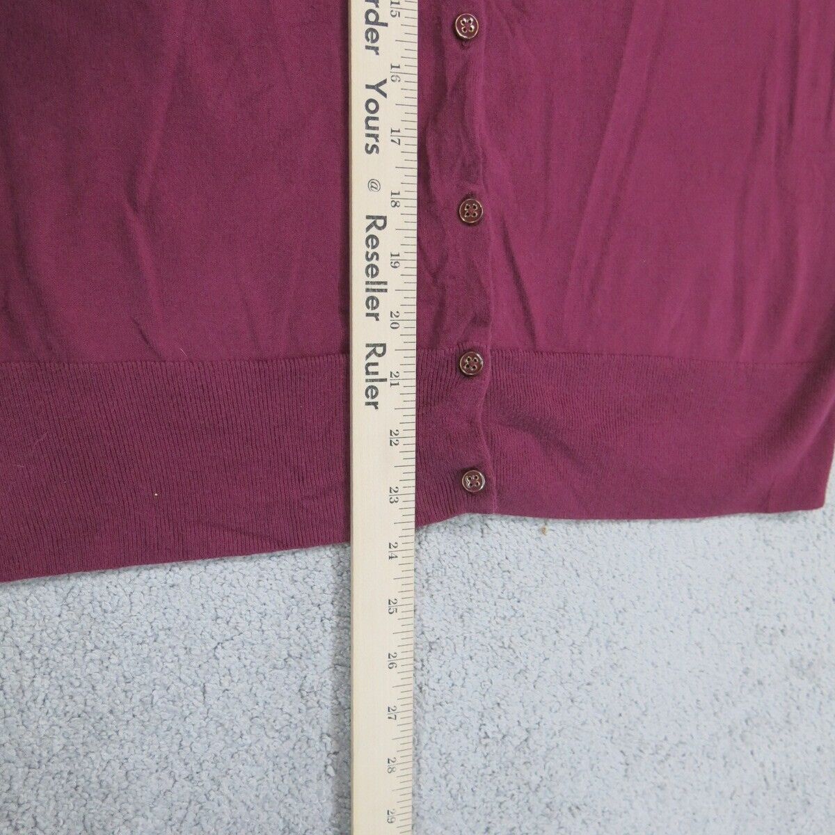 Lands End Womens Cardigan Sweater Knitted Font Button Long Sleeve Maroon Size L