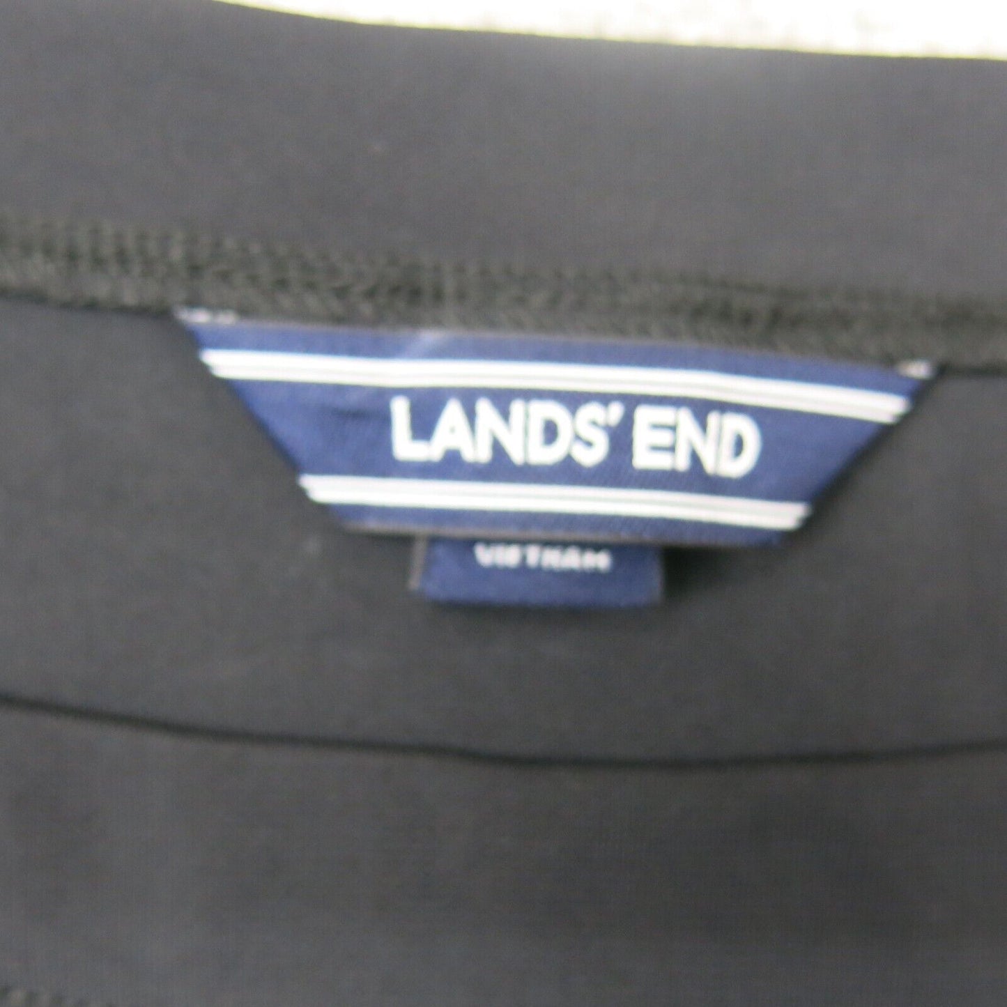 Lands End Womens Tee Shirt Top 3/4 Sleeves Round Neck Solid Black Size Large