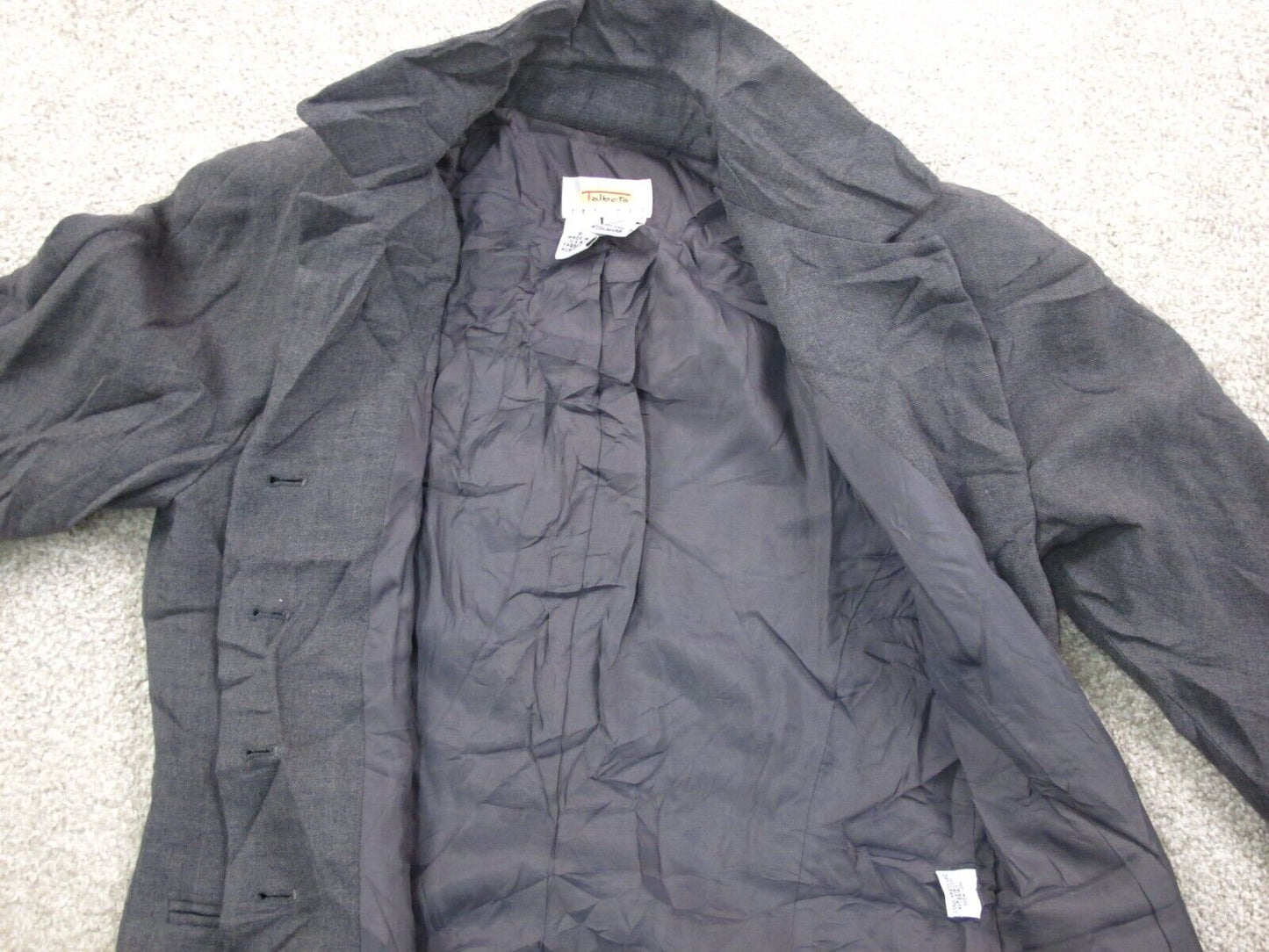 Talbots Petite Womens Blazer Coat Long Sleeves Front Button Pockets Black Size 2