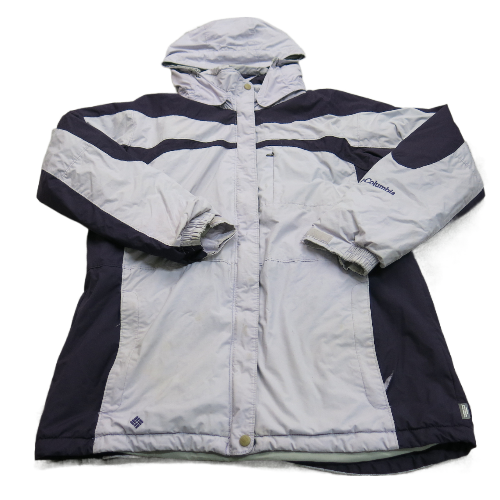Columbia Womens Full Zip Windbreaker Hooded Jacket Light Purple Black Size Large