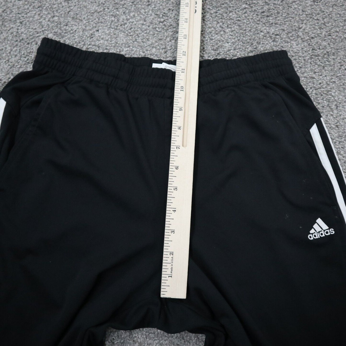 Adidas Mens Track Pant Elastic Waist Stretch Training 3 Striped Black Size XL