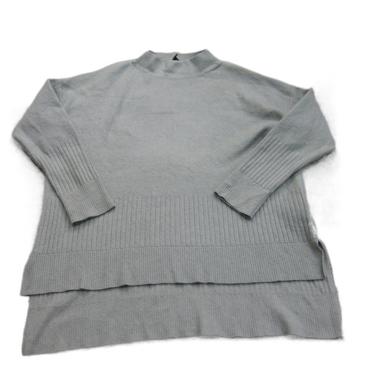 Donna Karan Womens Crew Neck Knitted Sweater Long Sleeve Hi Low Gray Size Small