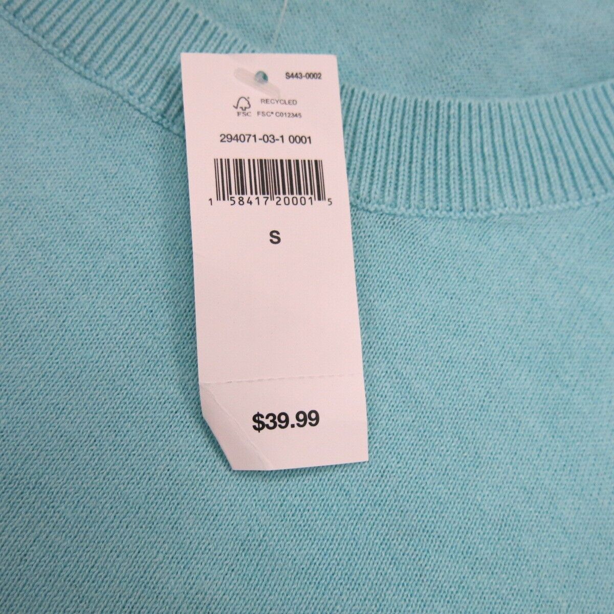 NWT Gap Womens Pullover Knitted Sweater Round Neck Long Sleeve Aqua Blue Size S