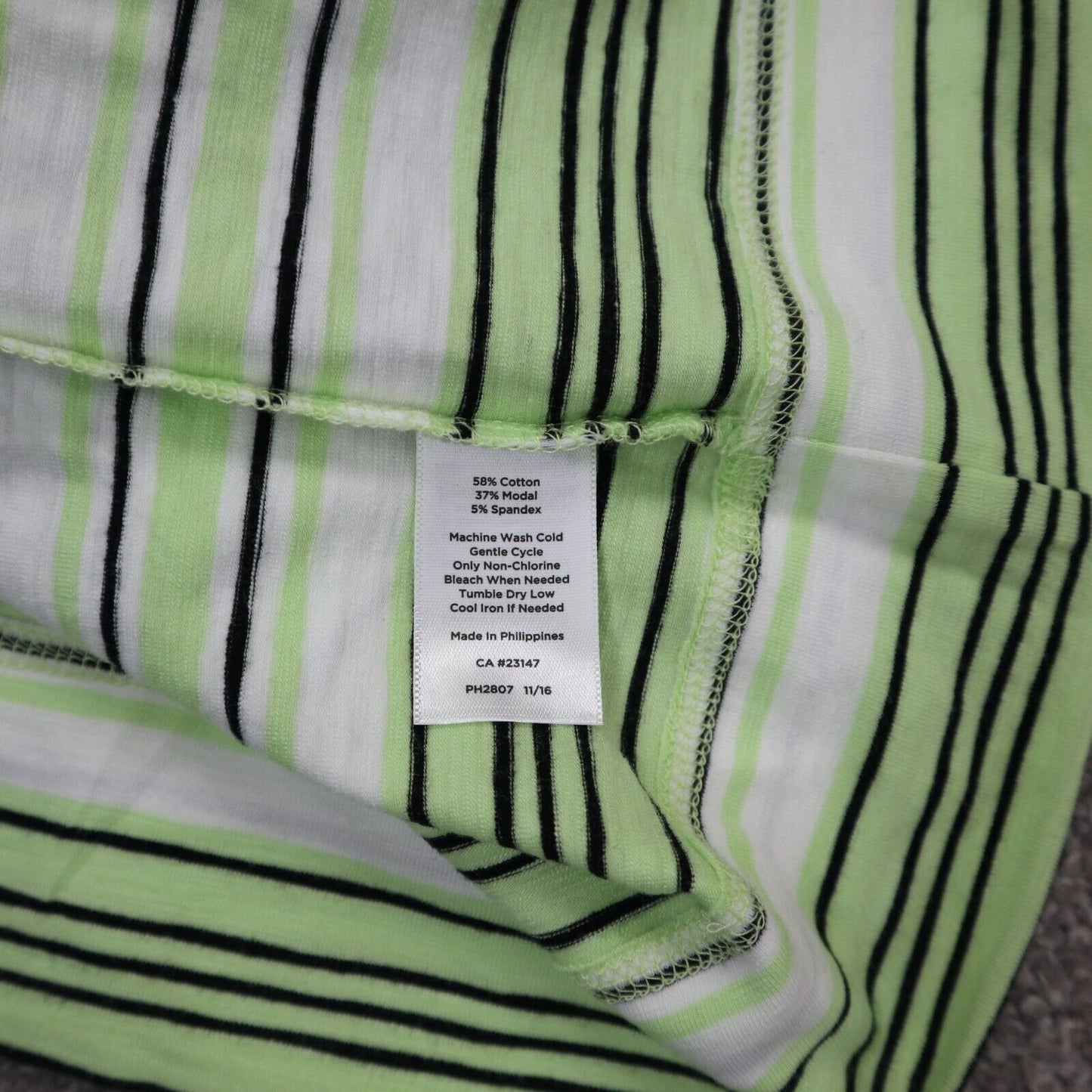 Talbots Women Blouse Top V Neck Long Sleeve Striped Green White Size Medium