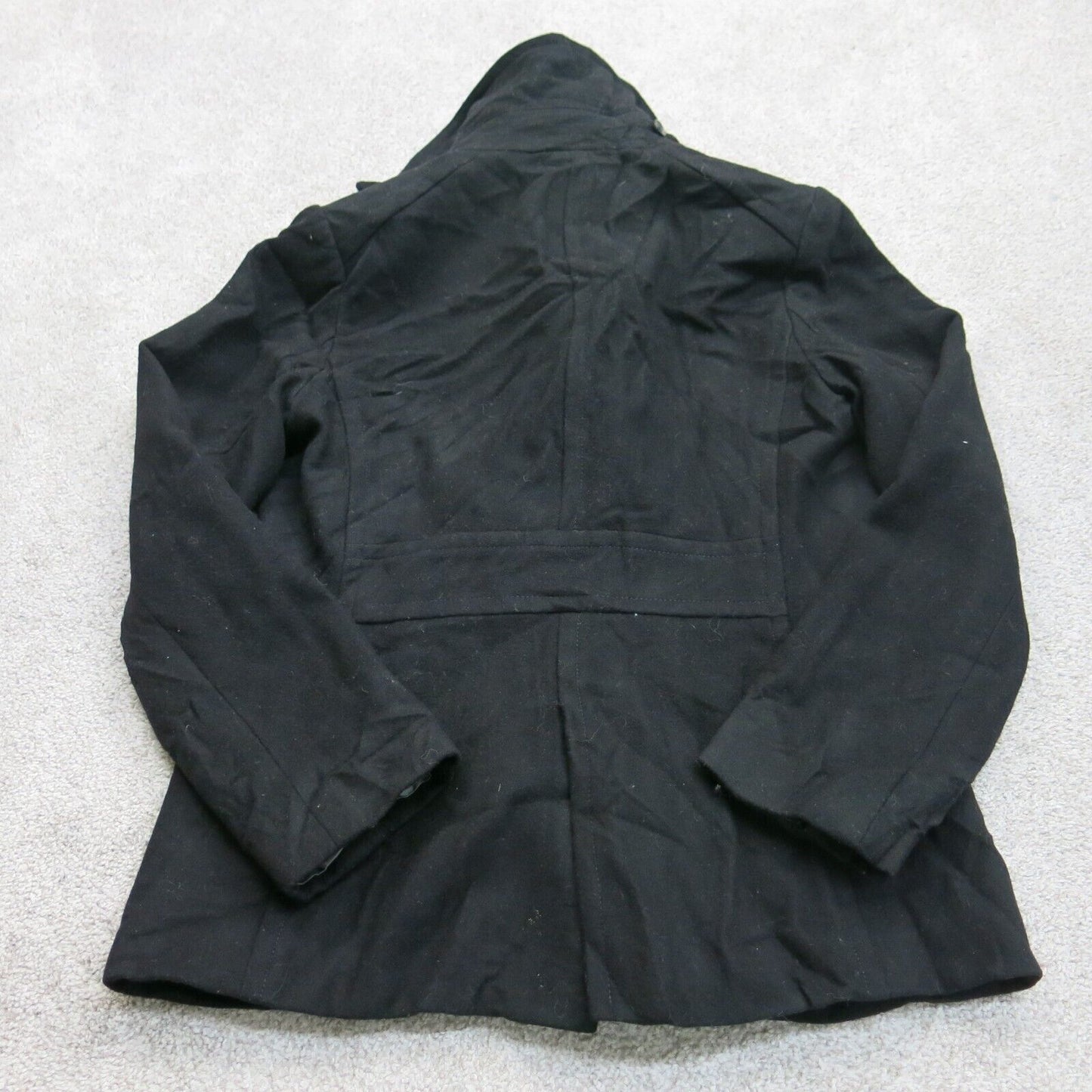 J. Crew Womens Pea Coat Double Breasted 100% Wool Solid Black Size Medium