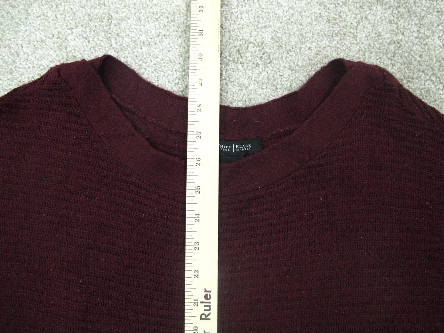 White House Black Market Womens Pullover Sweater Asymmetrical Hem Maroon Size S