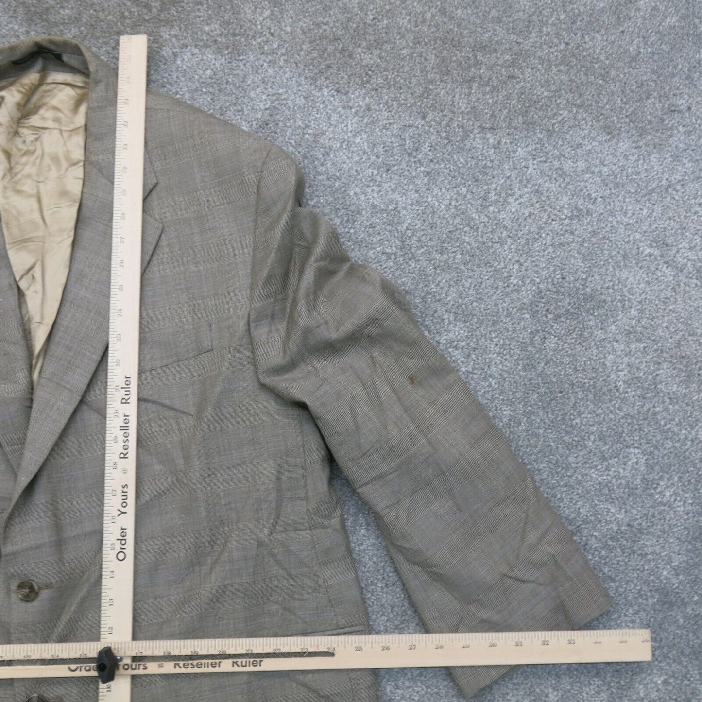 Ralph Lauren Mens Blazer Coat Single Breasted Long Sleeve Pocket Beige Gray 50R