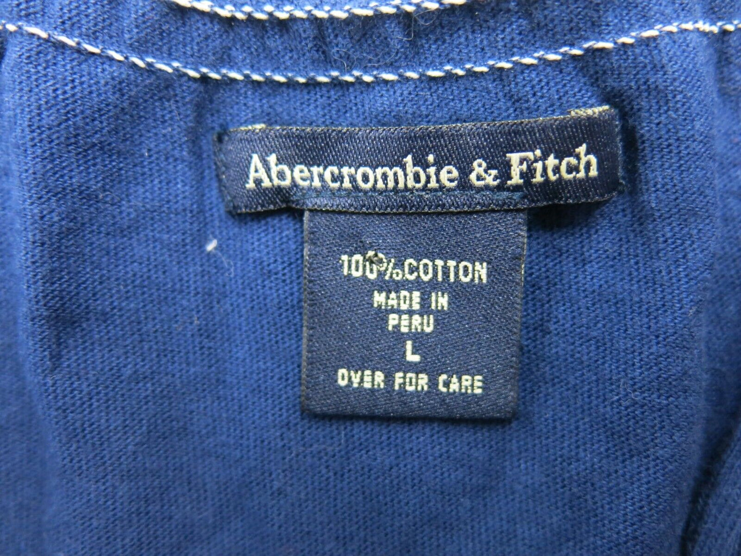 Abercrombie & Fitch Womens Blouse Top Cap Sleeve V Neck 100% Cotton Blue Large