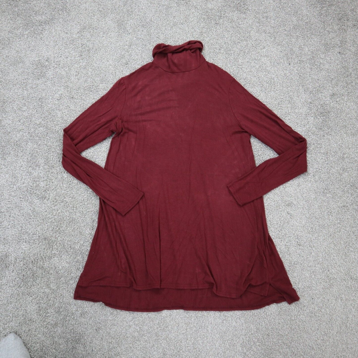 Mossimo Womens Tunic Blouse Top Turtleneck Long Sleeve Solid Red Size Small