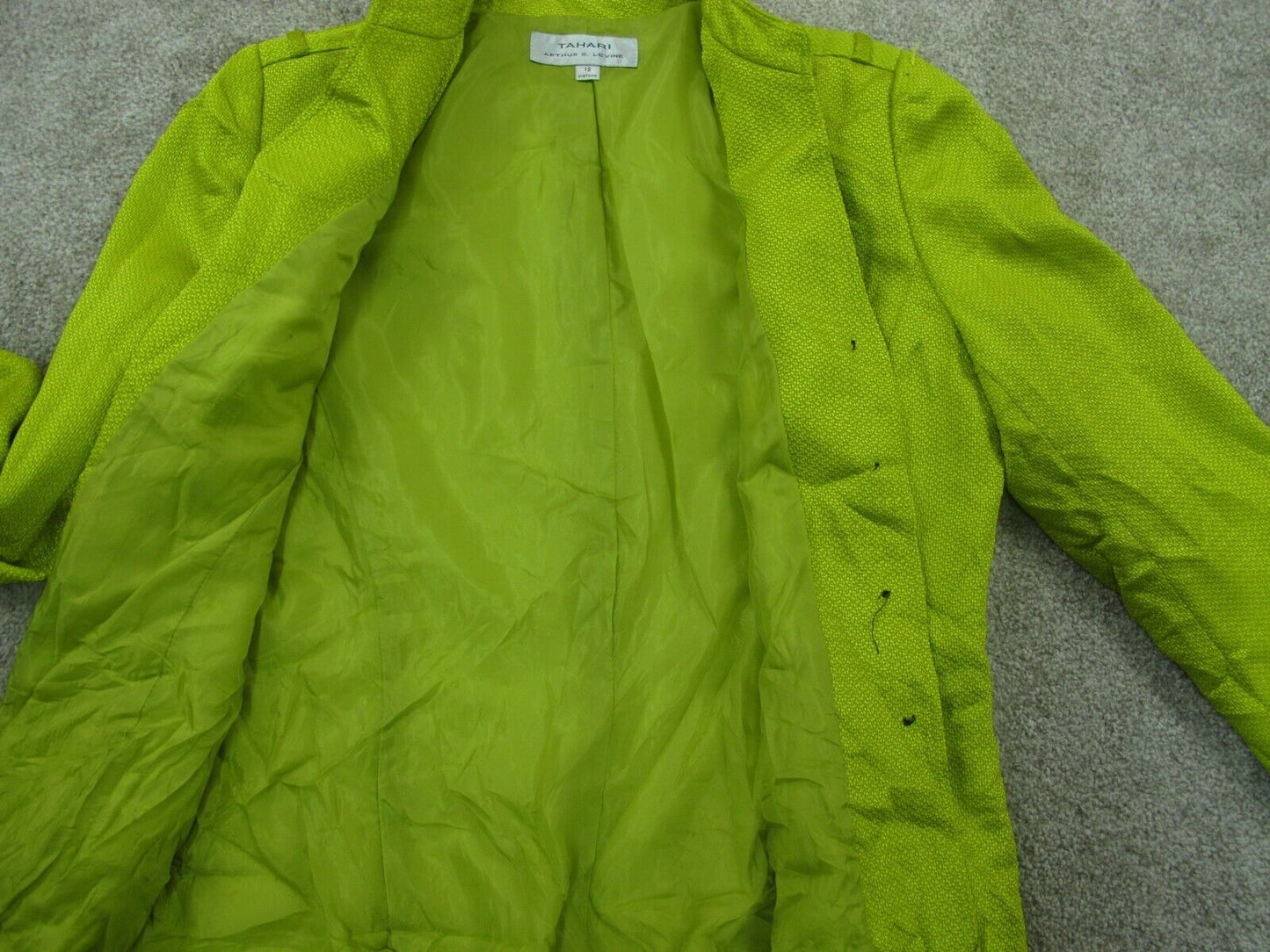 Tahari Womens Cargo Jacket Long Sleeves Front Button Pockets Light Green Size 12