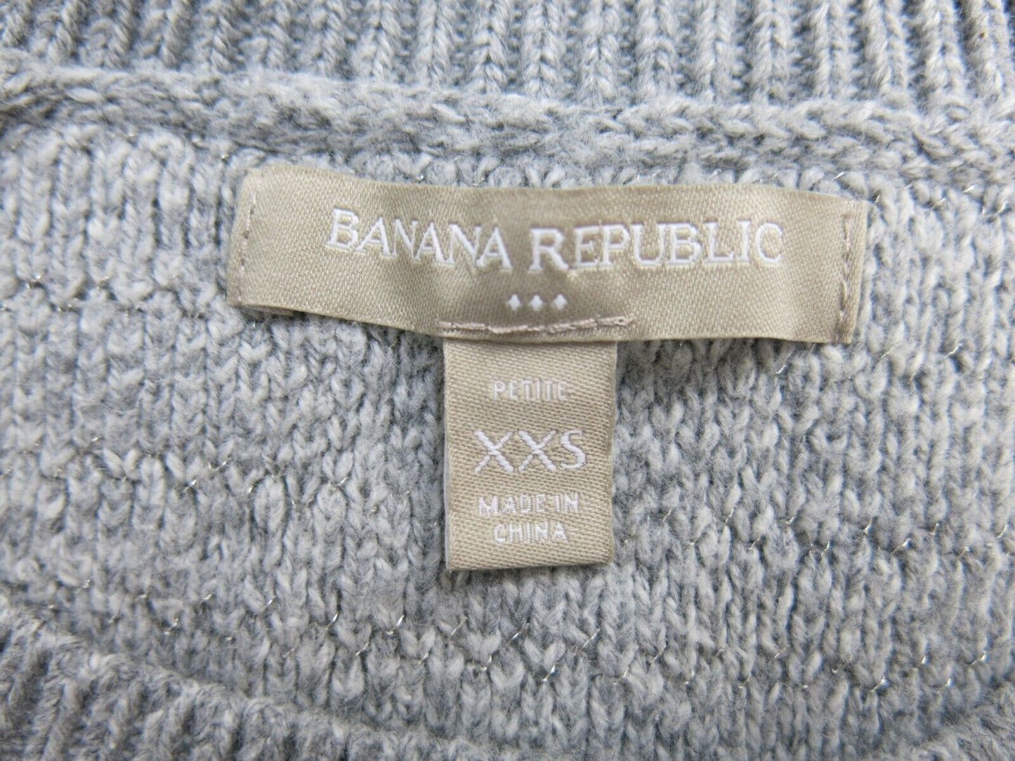 Banana Republic Women Pullover Knitted Sweater Long Sleeve Crew Neck Gray SZ 2XS