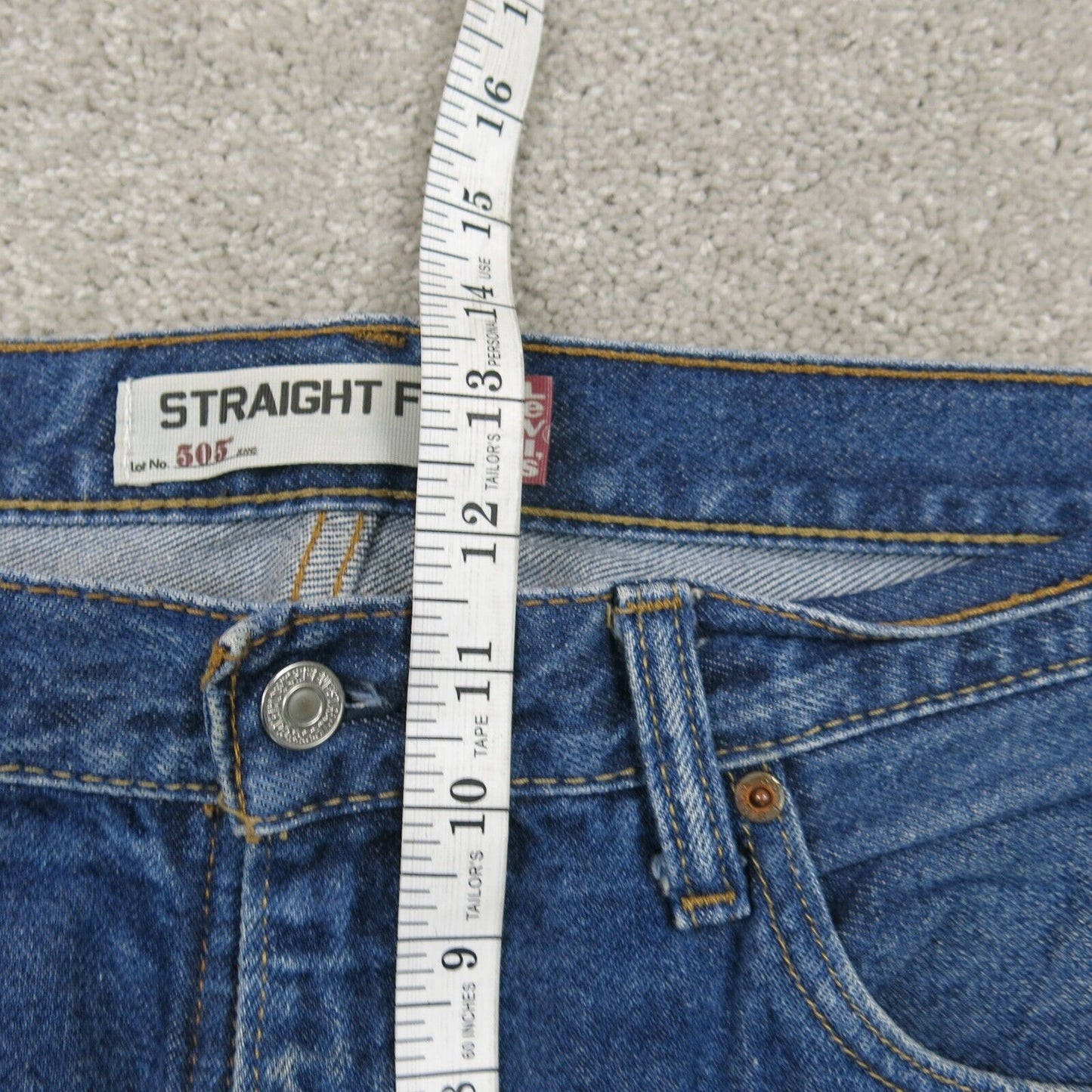 Levis 505 Mens Jeans Straight Leg Denim Mid Rise 5 Pockets Light Blue SZ W36XL36