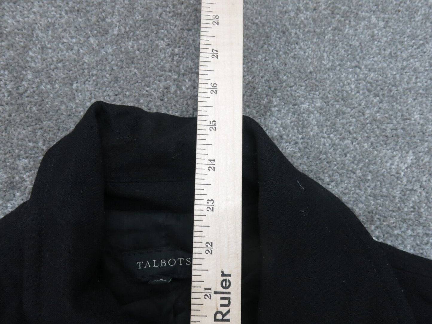 Talbots Womens Blazer Coat Long Sleeves 2 Button Solid Black Size 8