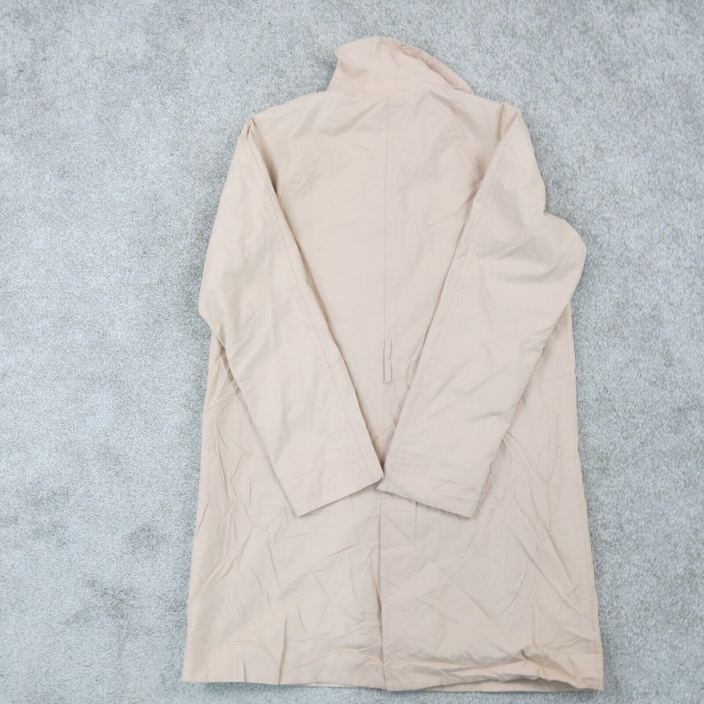 Gap Womens Long Raincoat Button Front Collared Pockets Ivory Size Medium
