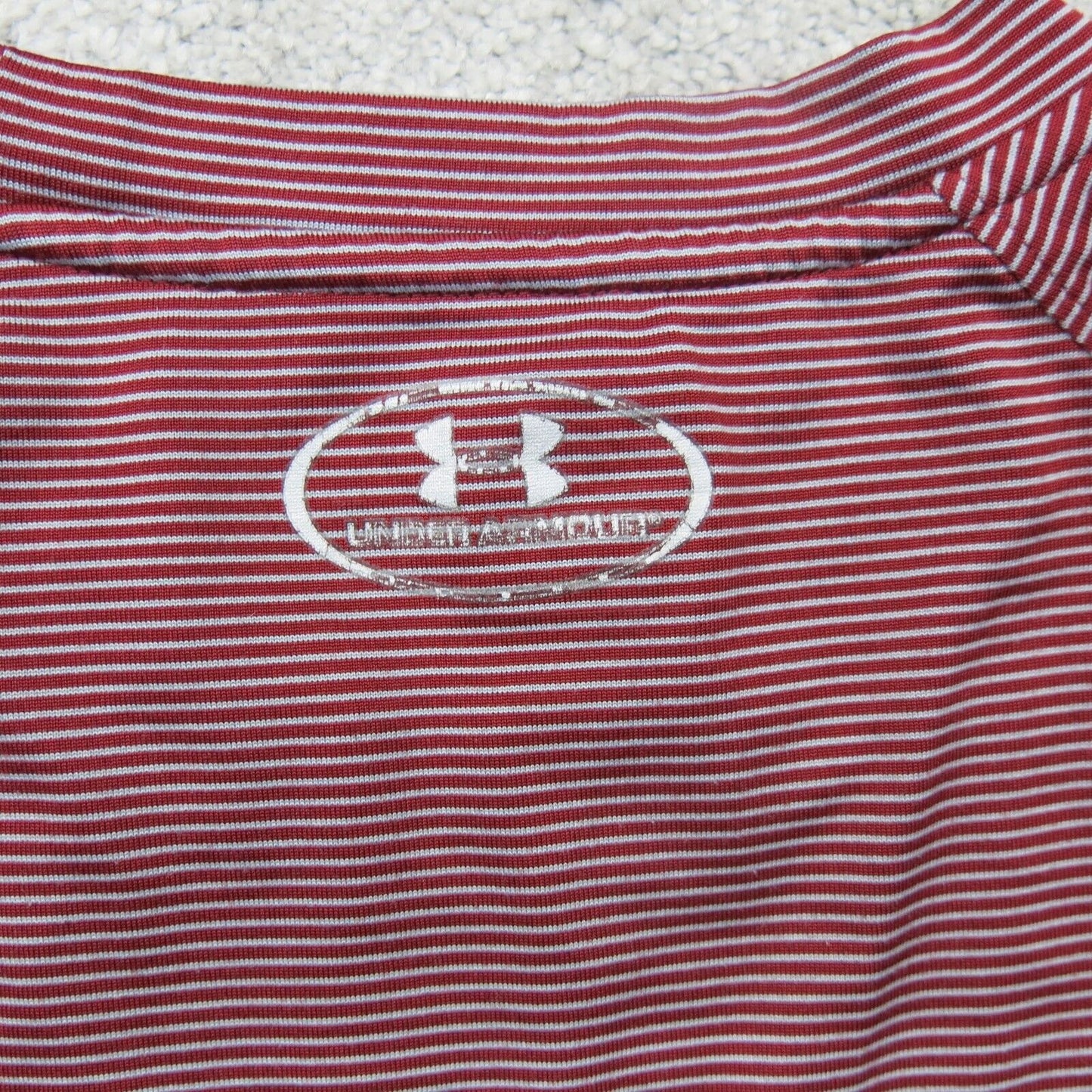 Under Armour Mens Crew Neck T Shirt Short Sleeves Striped Maroon Size X Large