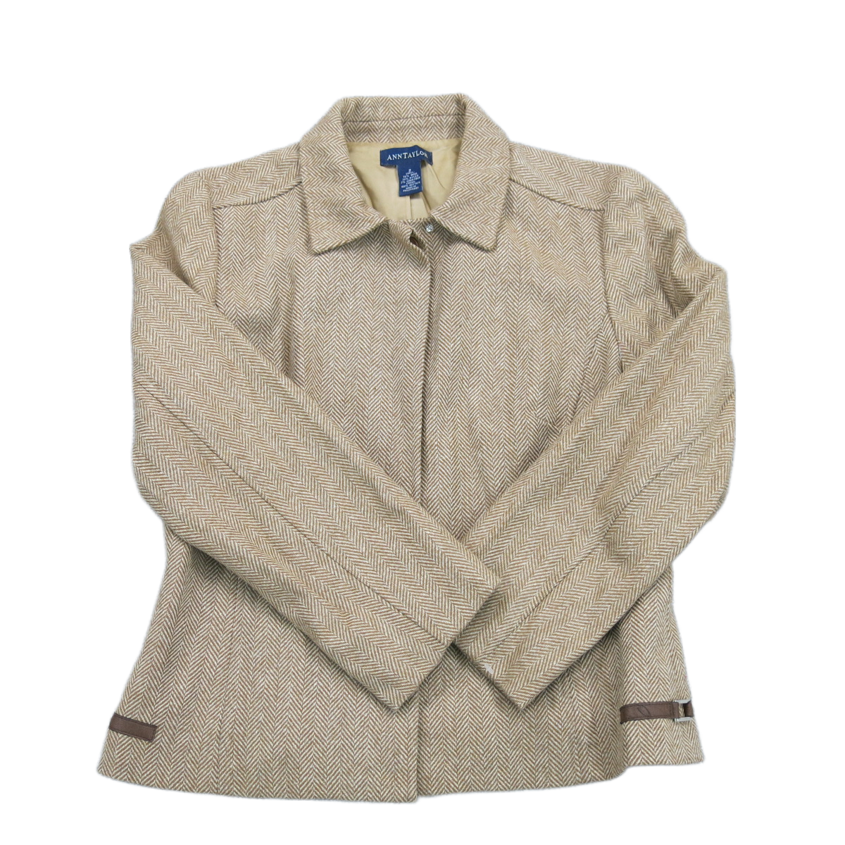 ANN Taylor Womens Tweed Coat Jacket Button Front Long Sleeves Ivory Size 2