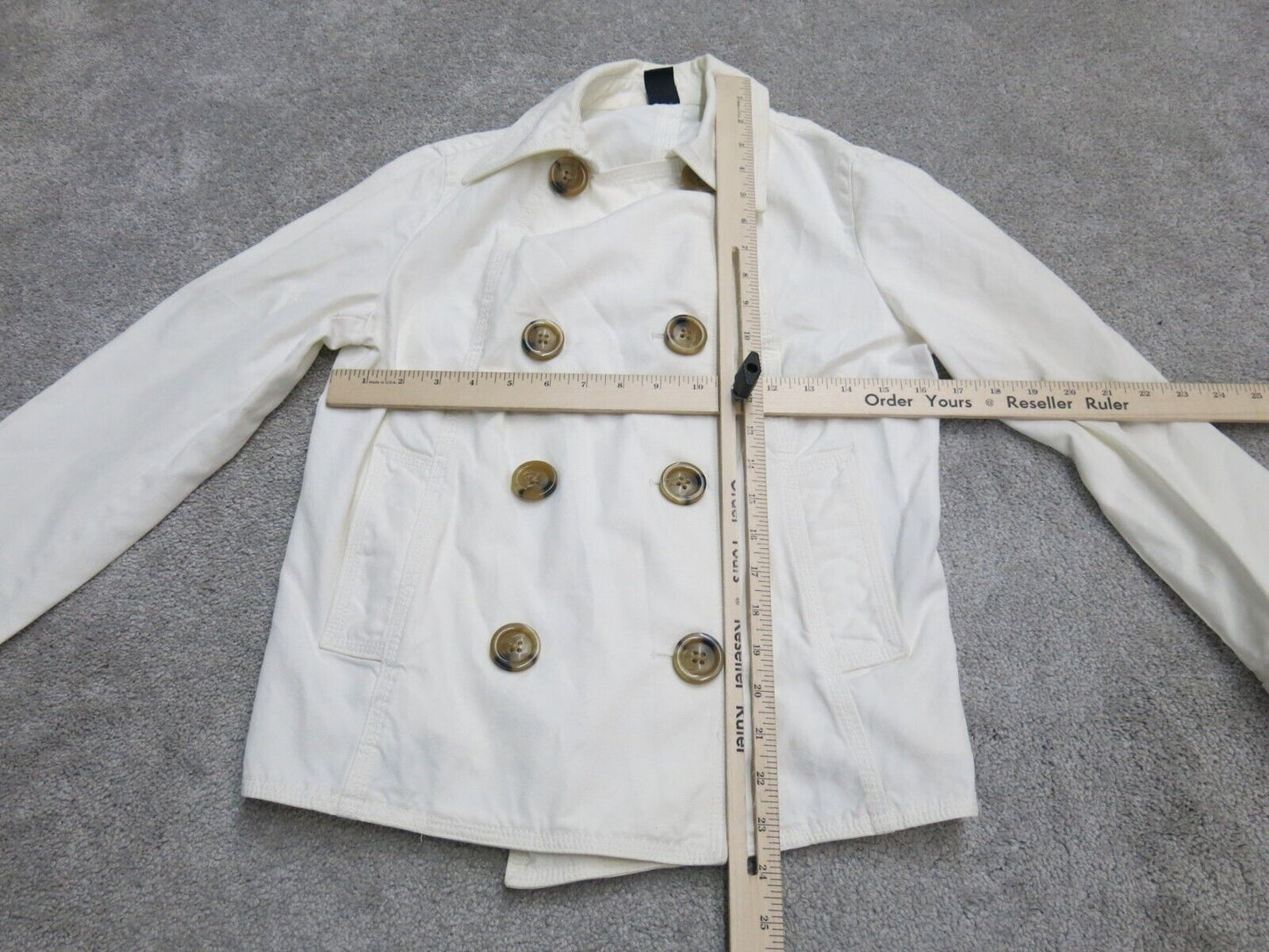 Gap Mens Pea Coat Double Breasted Long Sleeve Pockets Ivory Size Medium