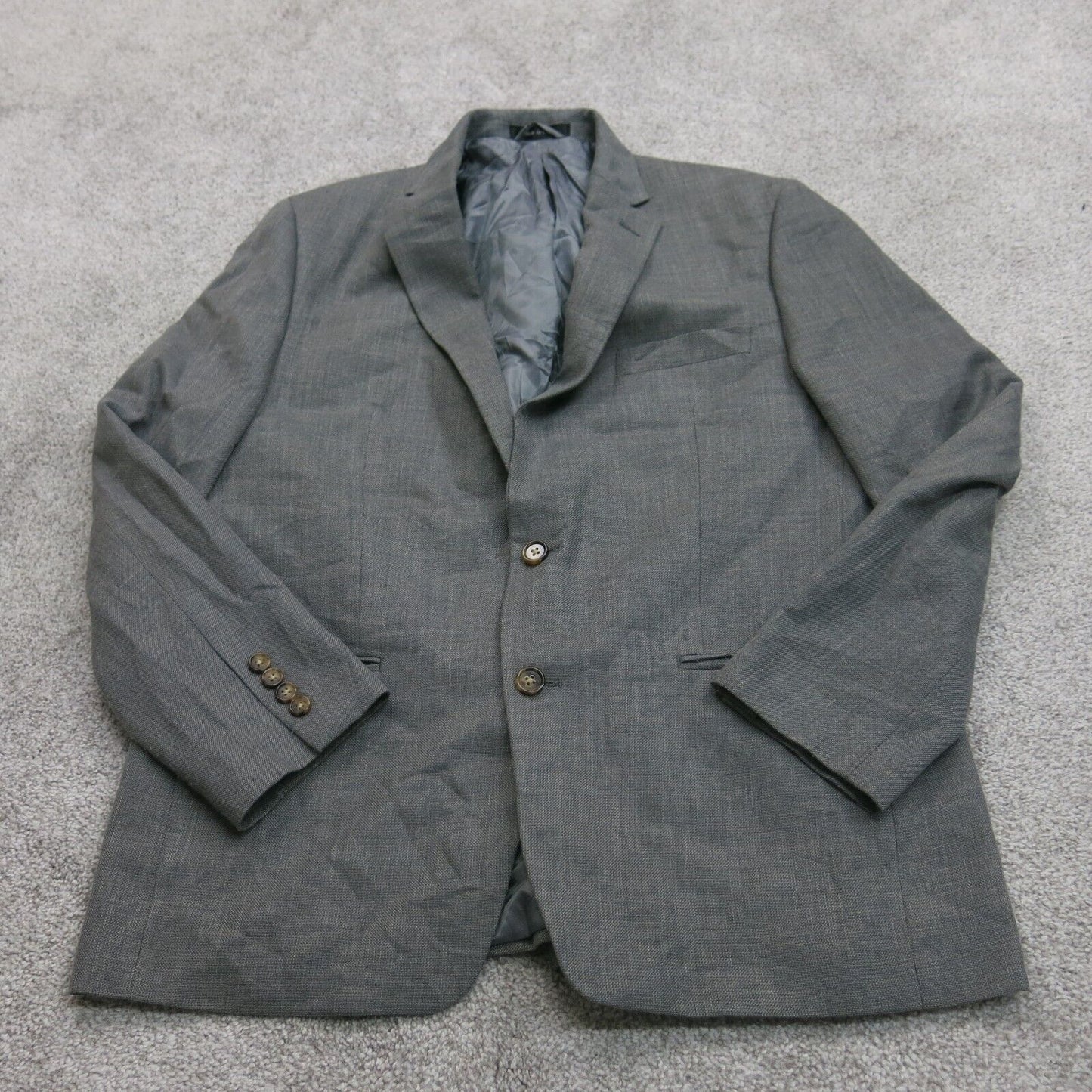 Lauren Ralph Lauren Mens Blazer Jacket Front Button Long Sleeves Gray Size 43R