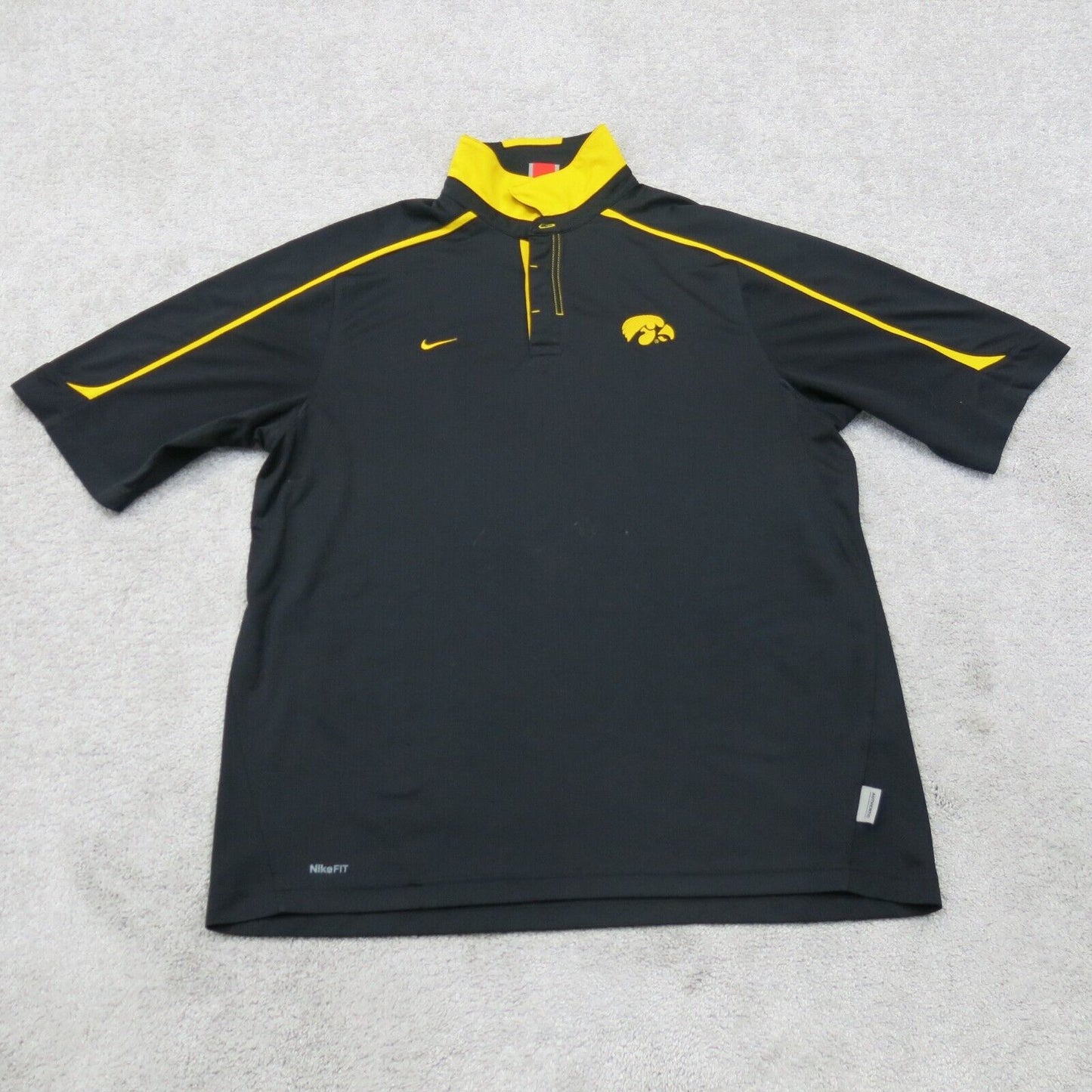 Nike Dri Fit Mens Polo Shirt Short Sleeves Authentic Fit Logo Black Size Large