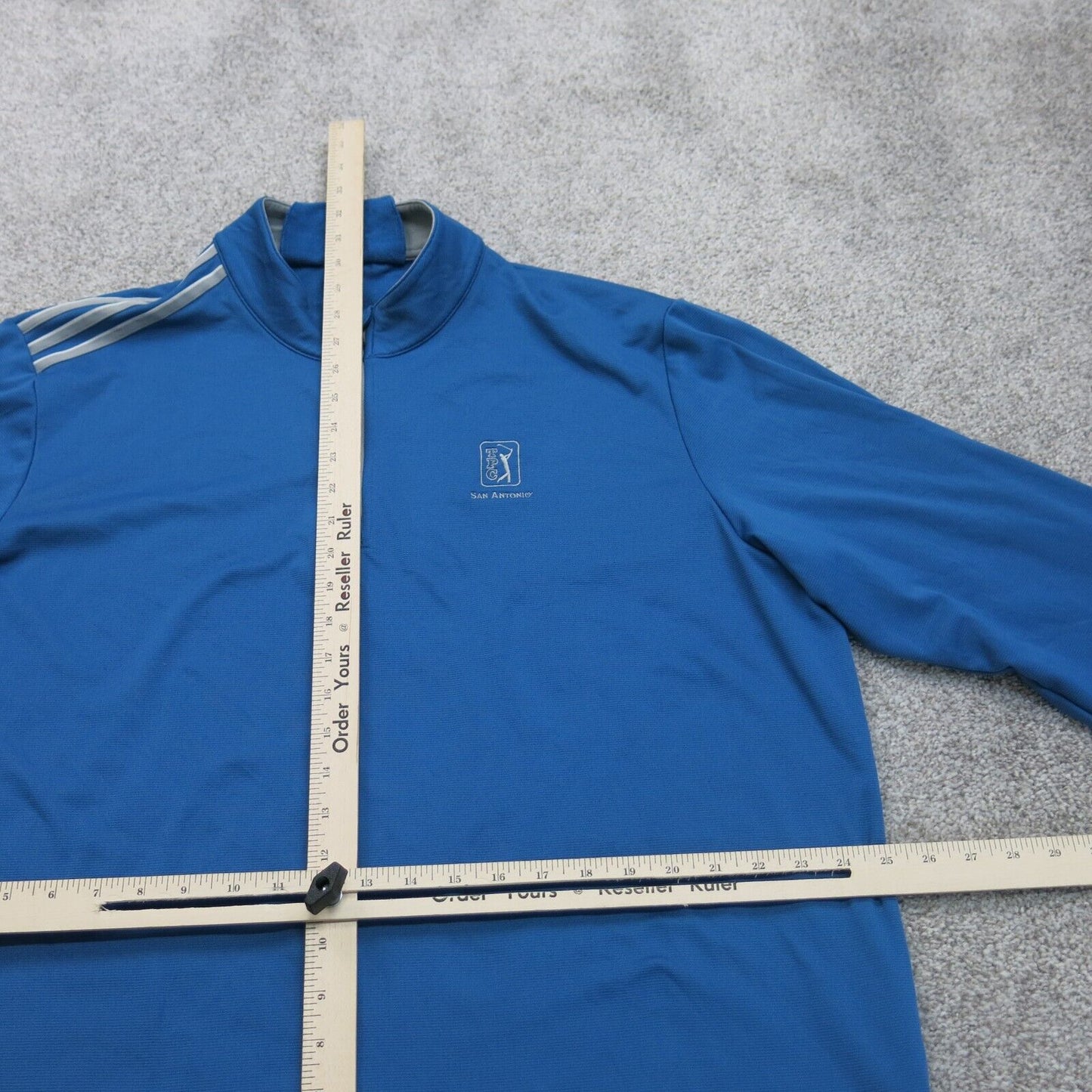 Adidas Mens Activewear Top3/4 Zip  Long Sleeve Mock Neck Blue Size X Large