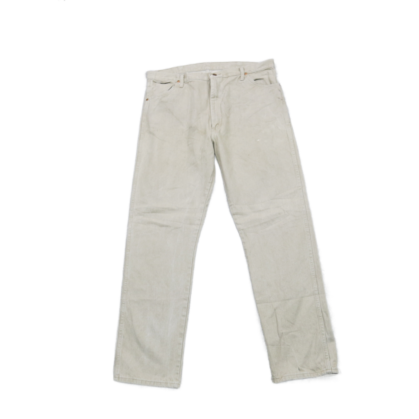 Wrangler Men Jeans Straight Leg High Rise 100% Cotton Stretch Beige Size W40XL34