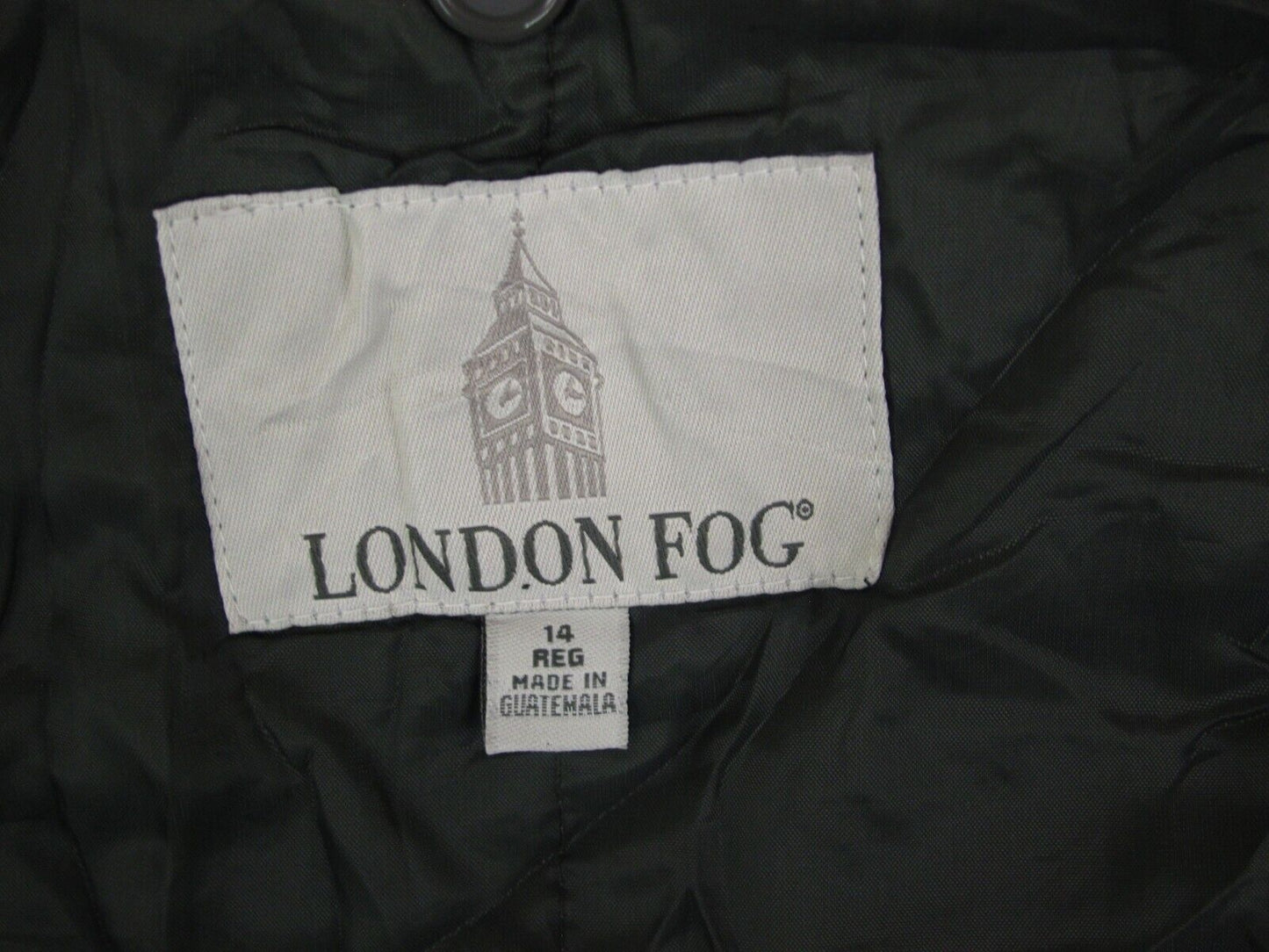 London Fog Womens Insulated Over Coat Long Sleeves Pocket Green Brown Size 14