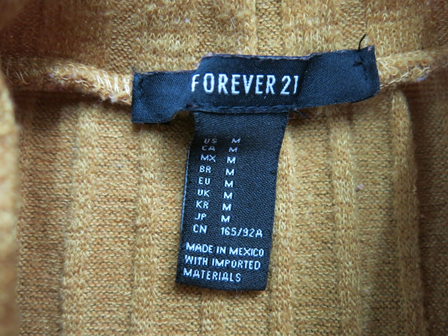 Forever 21 Womens Pullover Sweater Dress Knitted Long Sleeves Yellow Size US M