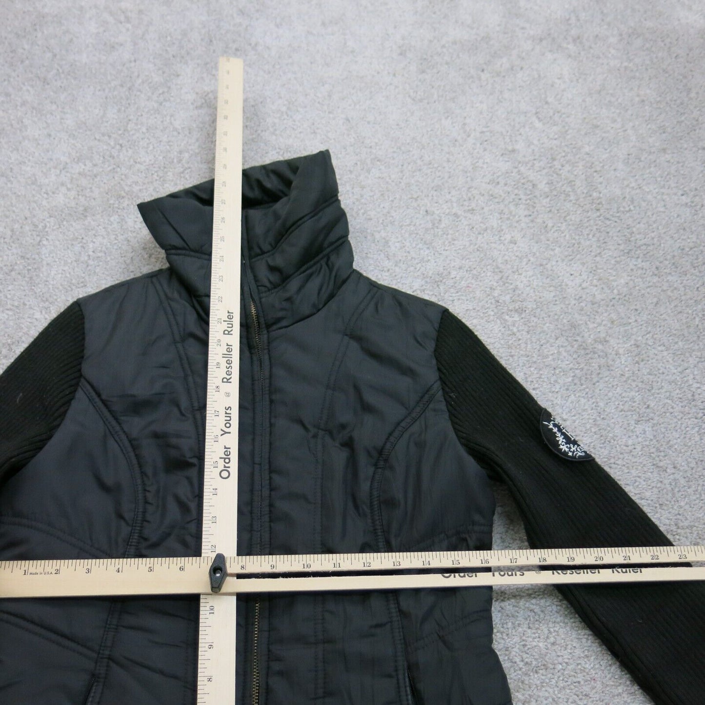Tommy Hilfiger Womens Jacket Full Zip Up Mock Neck Zipper Pockets Black SZ Small