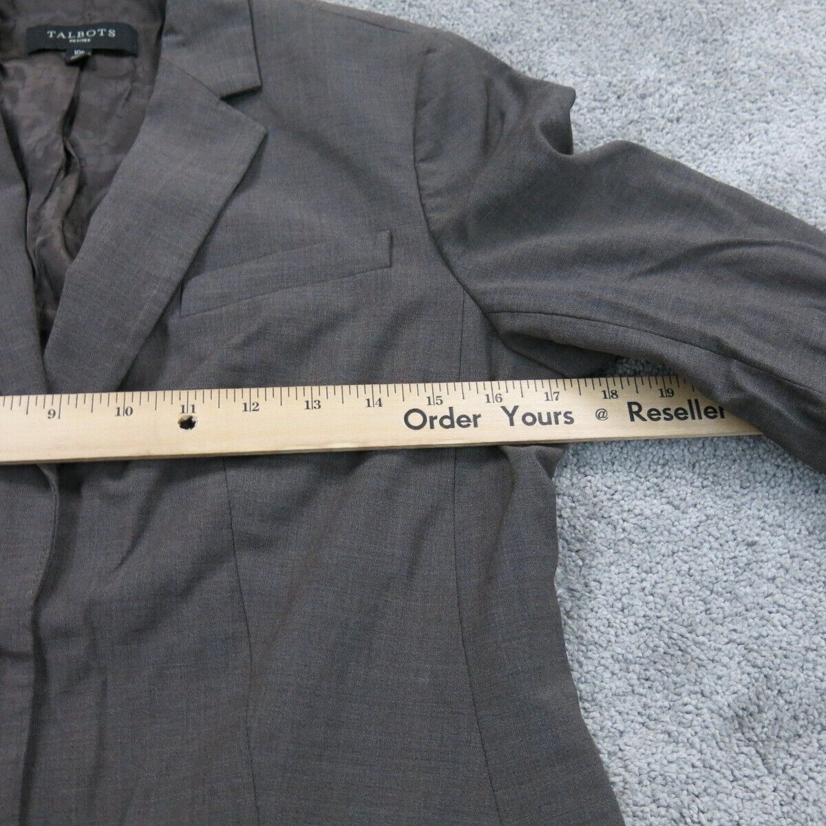 Talbots Womens Blazer Coat Single Breasted Long Sleeves Pockets Gray Size 10P