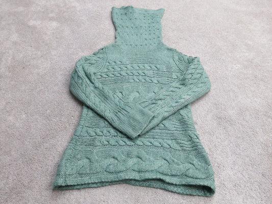 Banana Republic Womens Pullover Knitted Sweater Turtle Neck Long Sleeve Green M