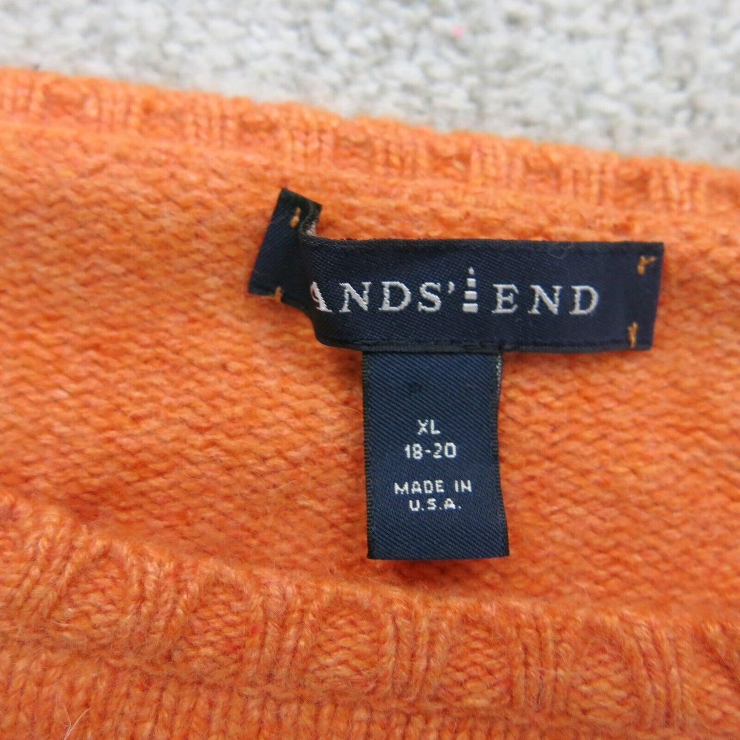 Lands End Womens Pullover Sweater Crew Neck Long Sleeves Orange Size X Large