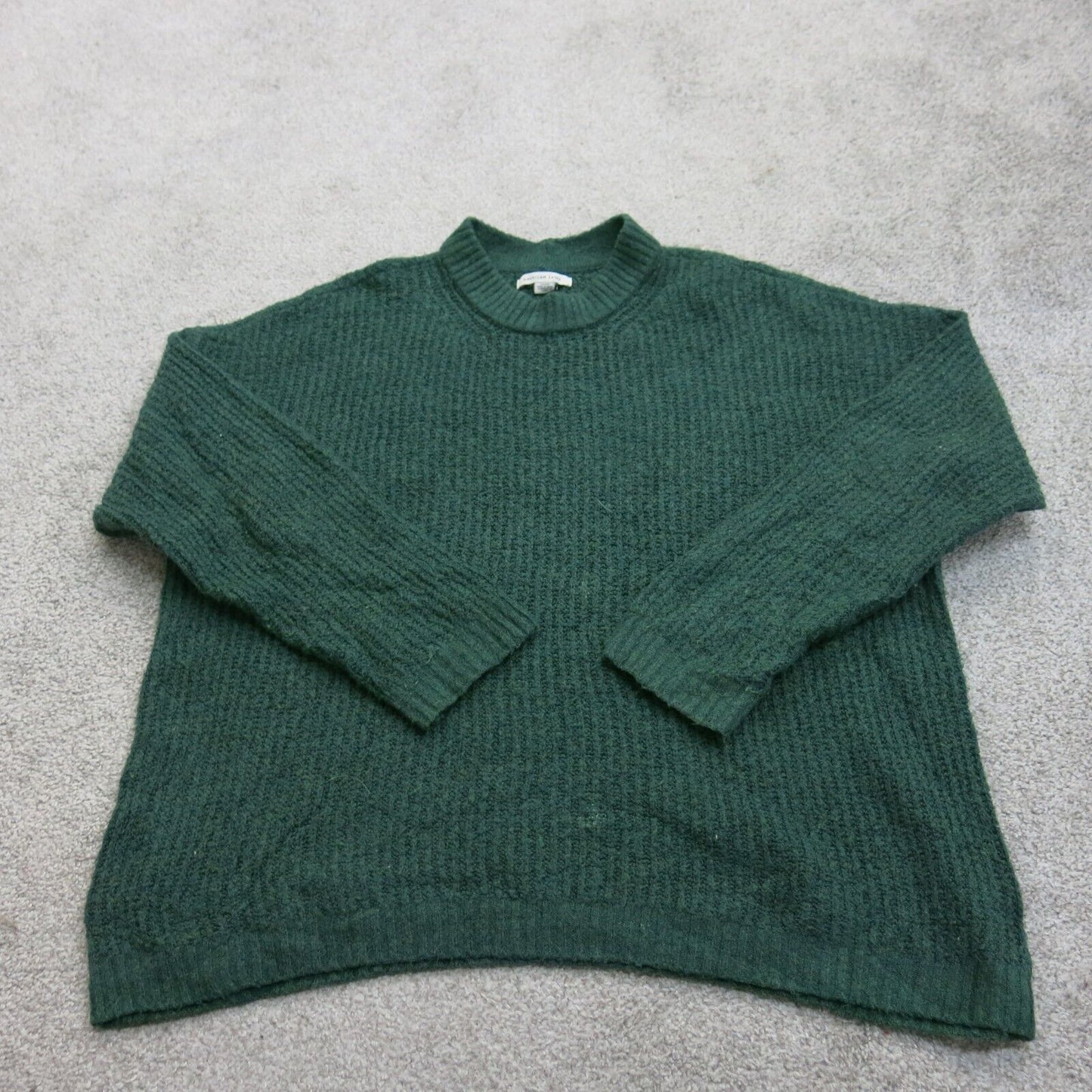 American Eagle Women Pullover Sweater Knitted Mock Neck Dark Teal Green Medium