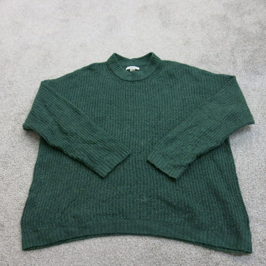 American Eagle Women Pullover Sweater Knitted Mock Neck Dark Teal Green Medium