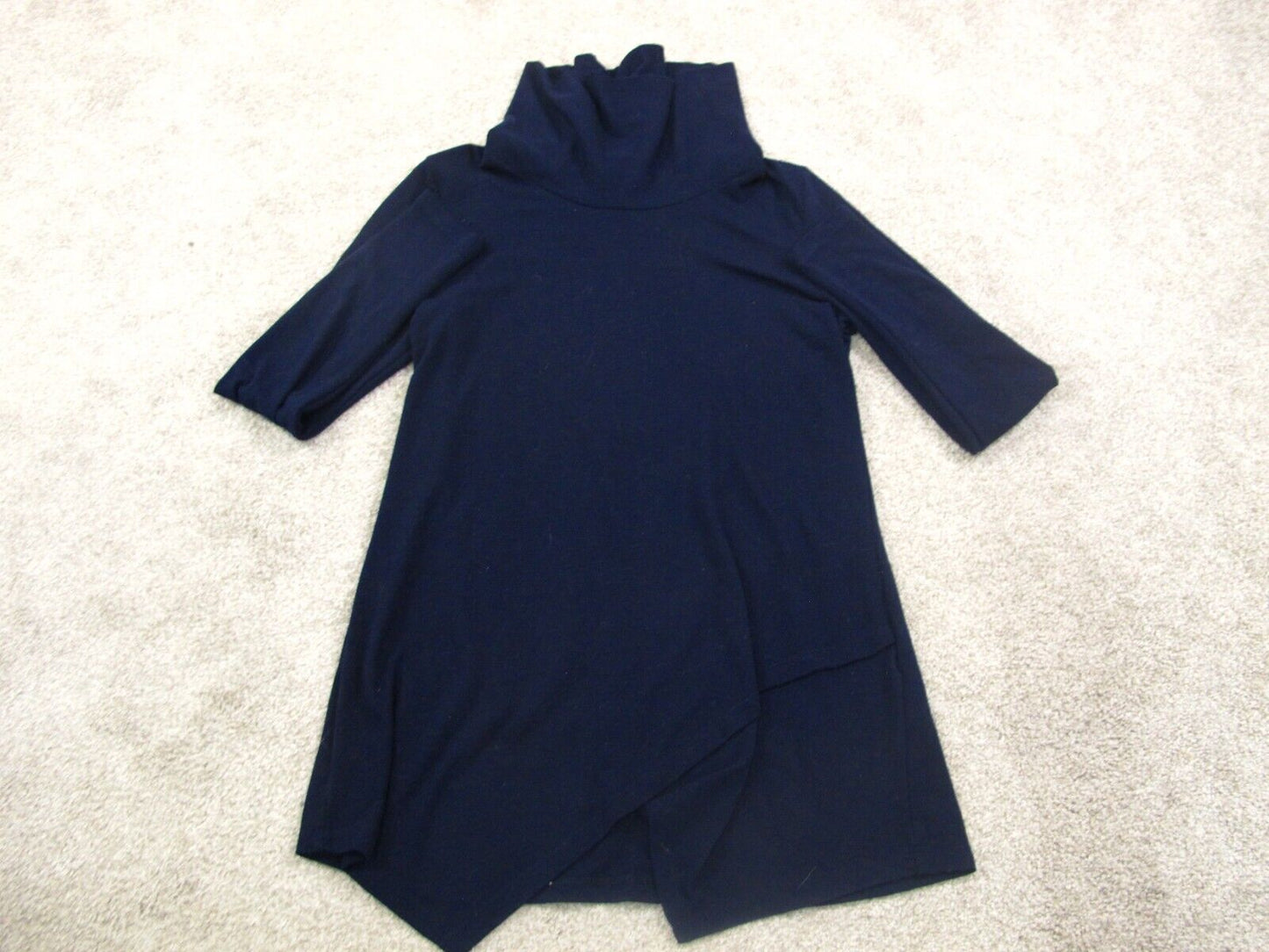 White House Black Market Womens Knitted Pullover Sweater Asymmetrical Blue SZ M