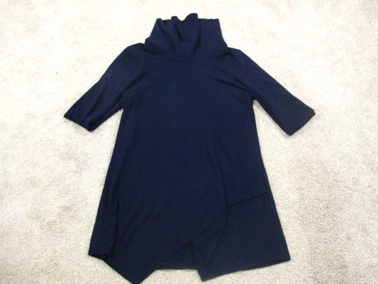 White House Black Market Womens Knitted Pullover Sweater Asymmetrical Blue SZ M