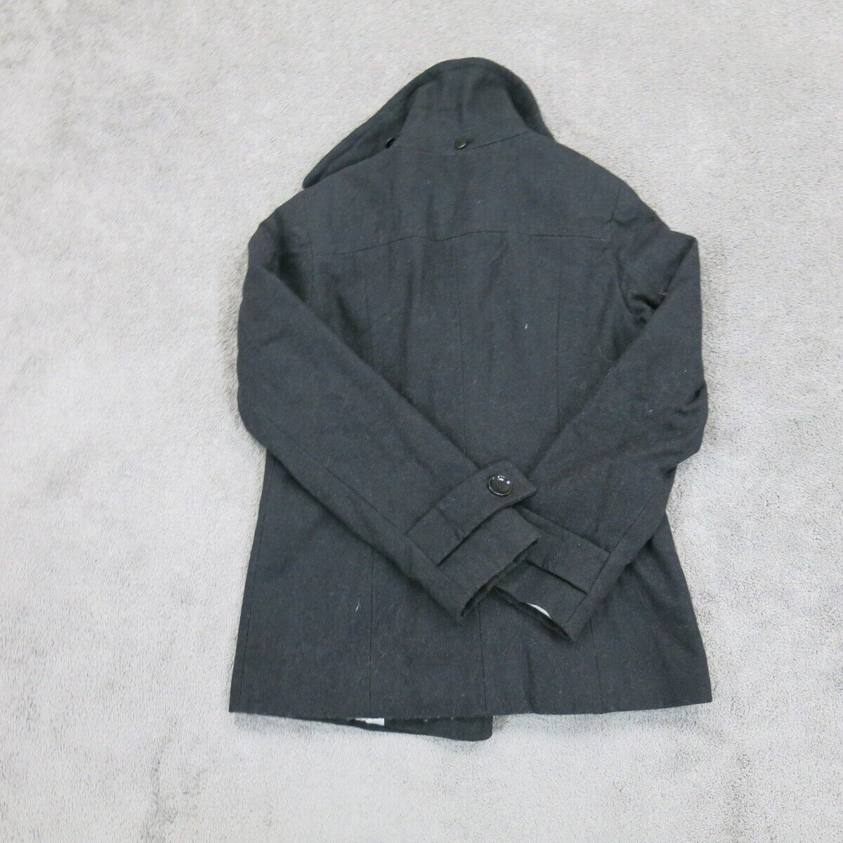 Calvin Klein Womens Pea Coat Double Breasted Long Sleeves Pockets Black Size 6