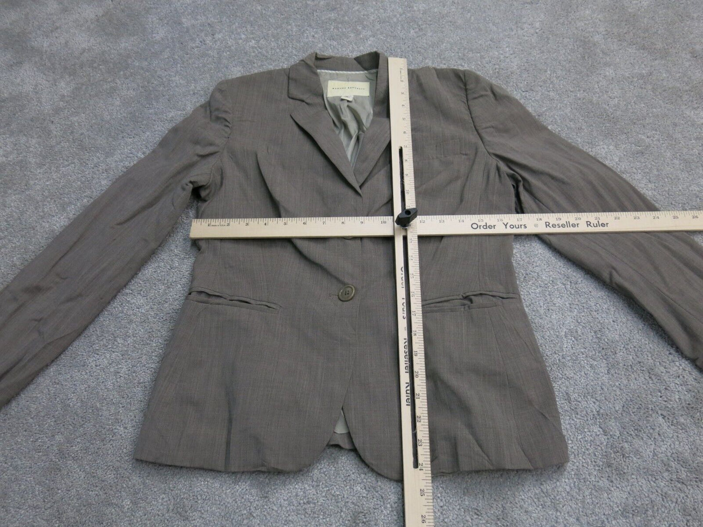 Banana Republic Womens Blazer Coat Stretch Long Sleeves Pockets Dark Gray Size 4