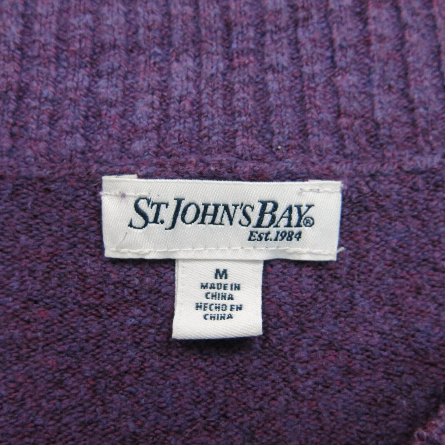 St Johns Bay Womens Pullover Sweater Boat Neck Long Sleeves Solid Purple Size M