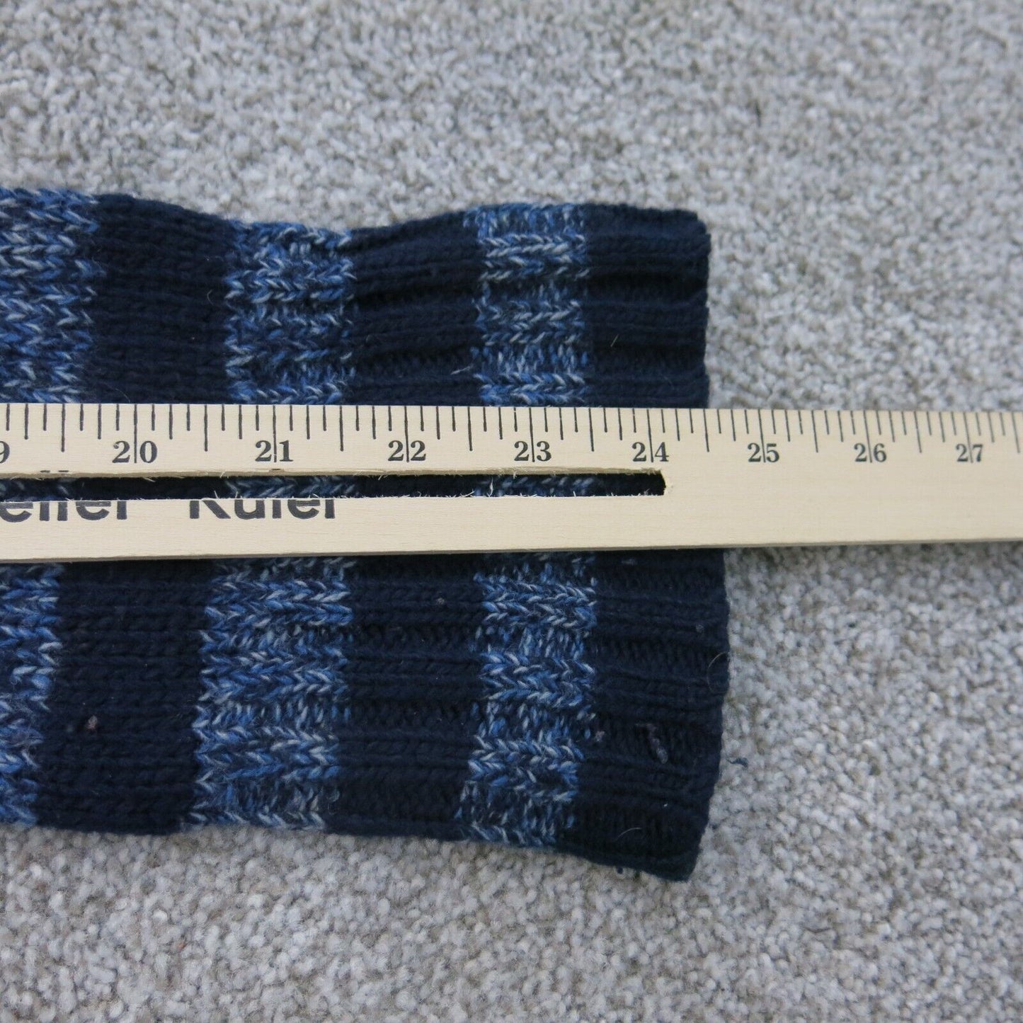 Express Womens Striped Knitted Sweater Long Sleeves High Neck Black Blue Size L