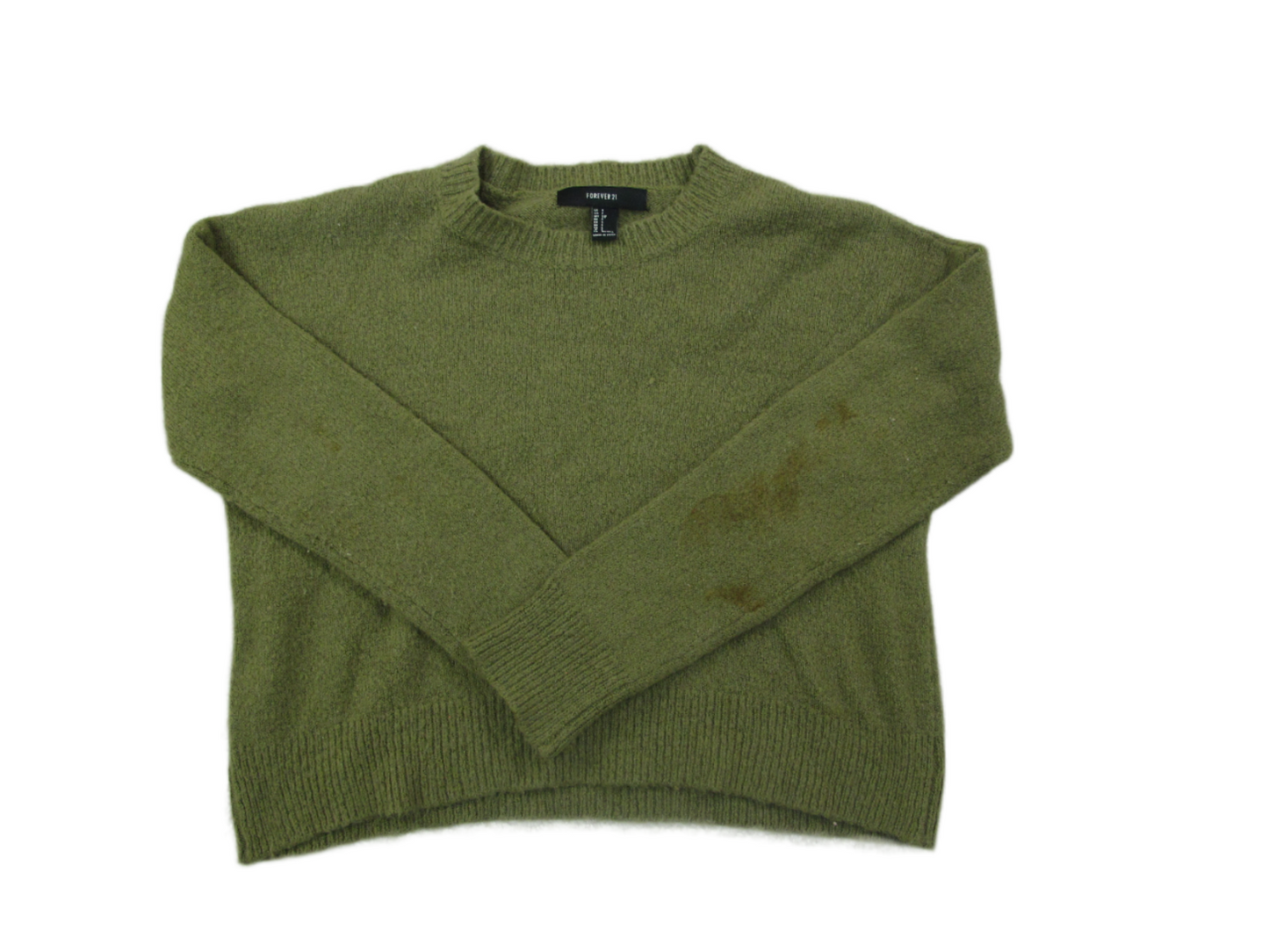 Forever 21 Womens Pullover Knitted Sweater Long Sleeves Olive Green Size Small