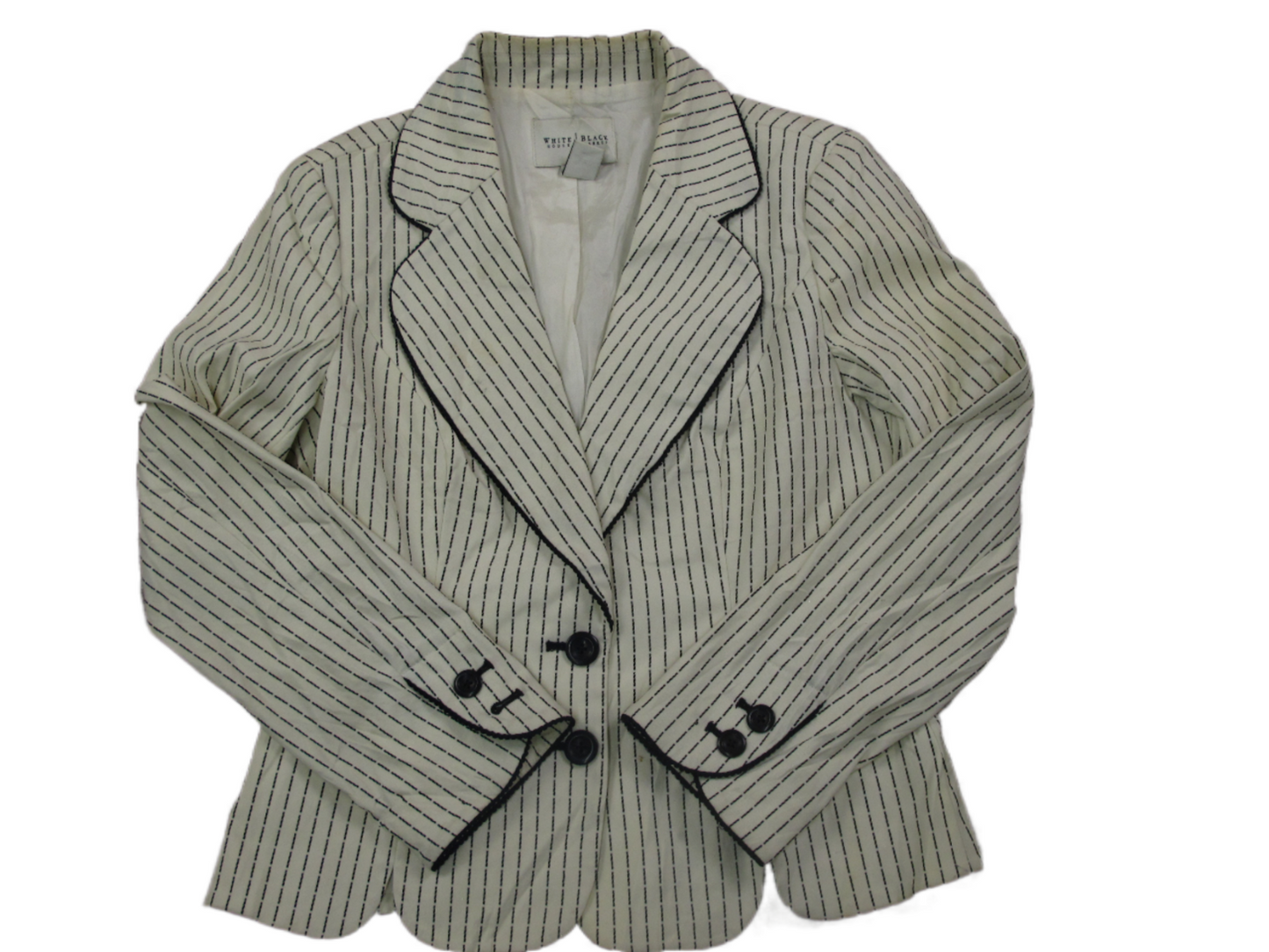 White House Black Market Womens Striped Blazer Coat Long Sleeves Ivory Size 6