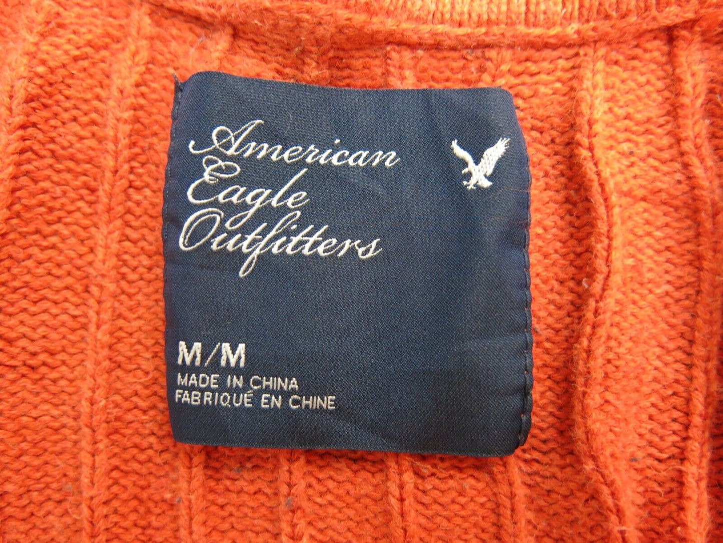 American Eagle Women Pullover Sweater Round Neck Long Sleeves Orange Size Medium