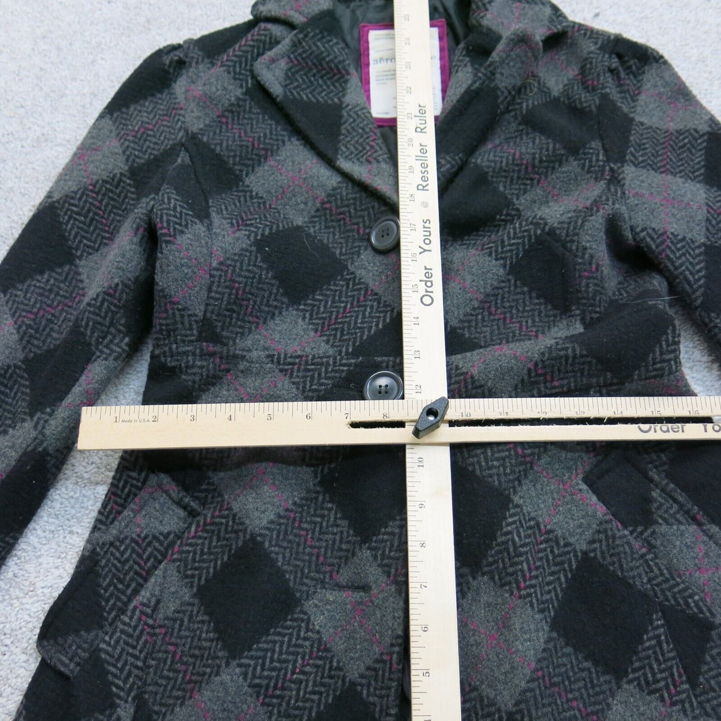 Aeropostale Womens Trench Coat Long Sleeve 100% Cotton Pockets Black Size Small