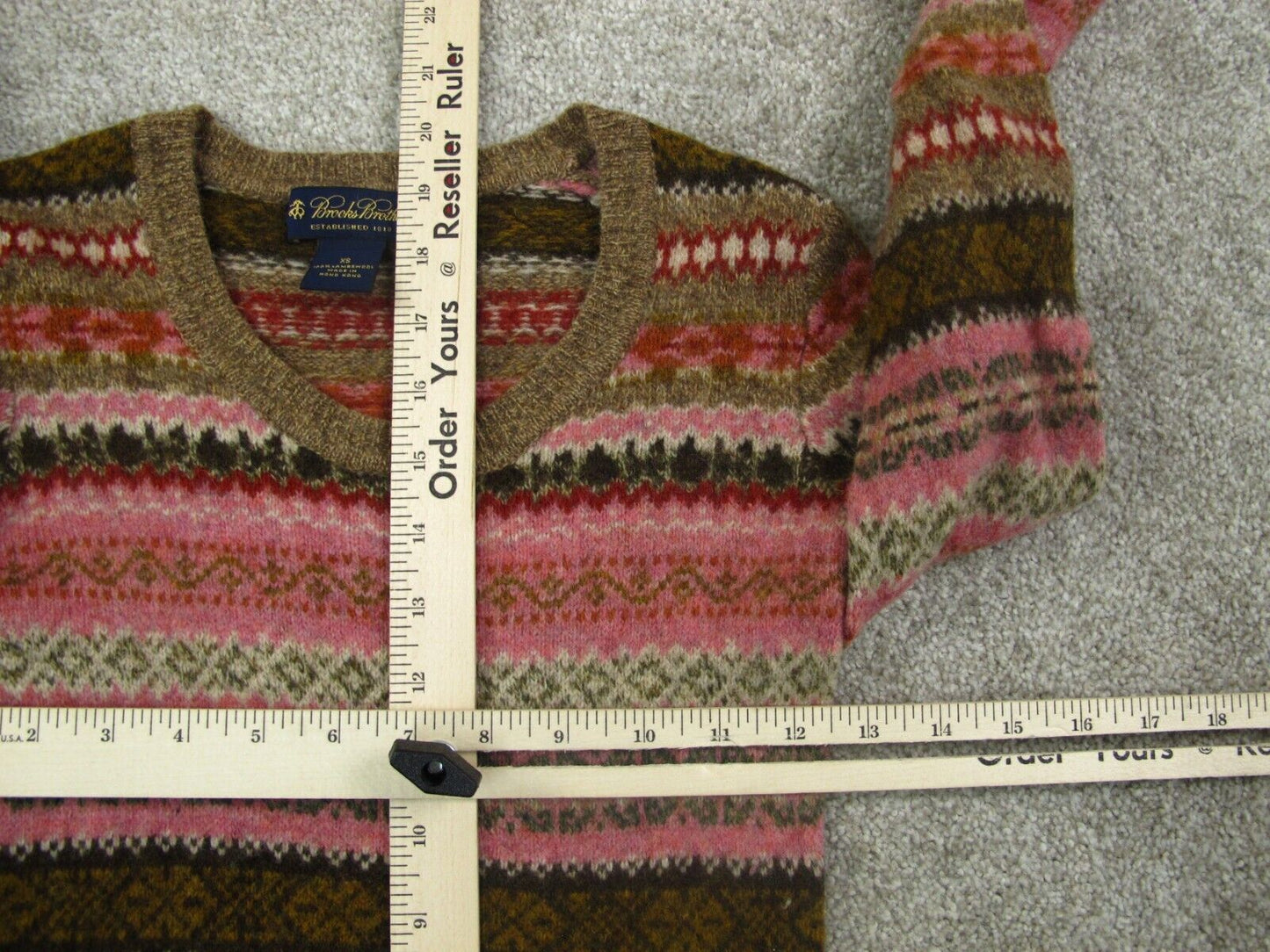 Brooks Brother Women Knitted Pullover Sweater Scoop Neck Wool Pink Brown SZ XS