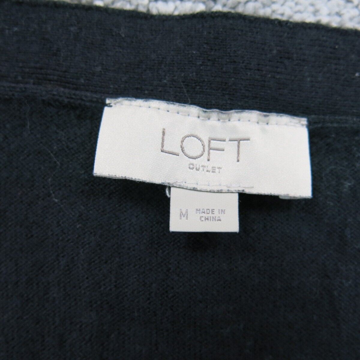 Loft Outlet Womens Pullover Sweater Knitted V Neck Long Sleeves Black SZ Medium