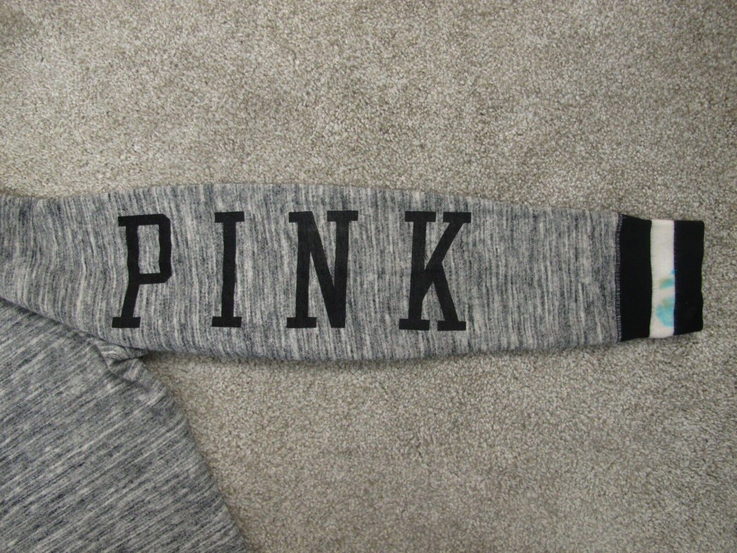 Pink Victoria Secret Women Pullover Sweater Long Sleeve V Neck Heather Gray SZ L