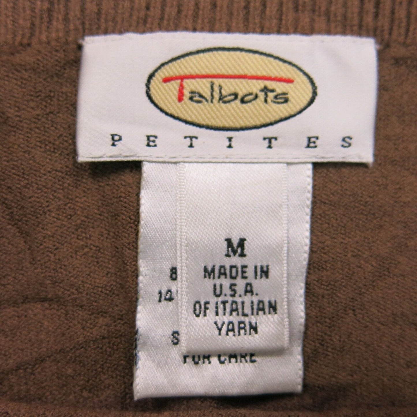 Talbots Women Pullover Knitted Sweater Boat Neck Long Sleeves Brown Size Medium