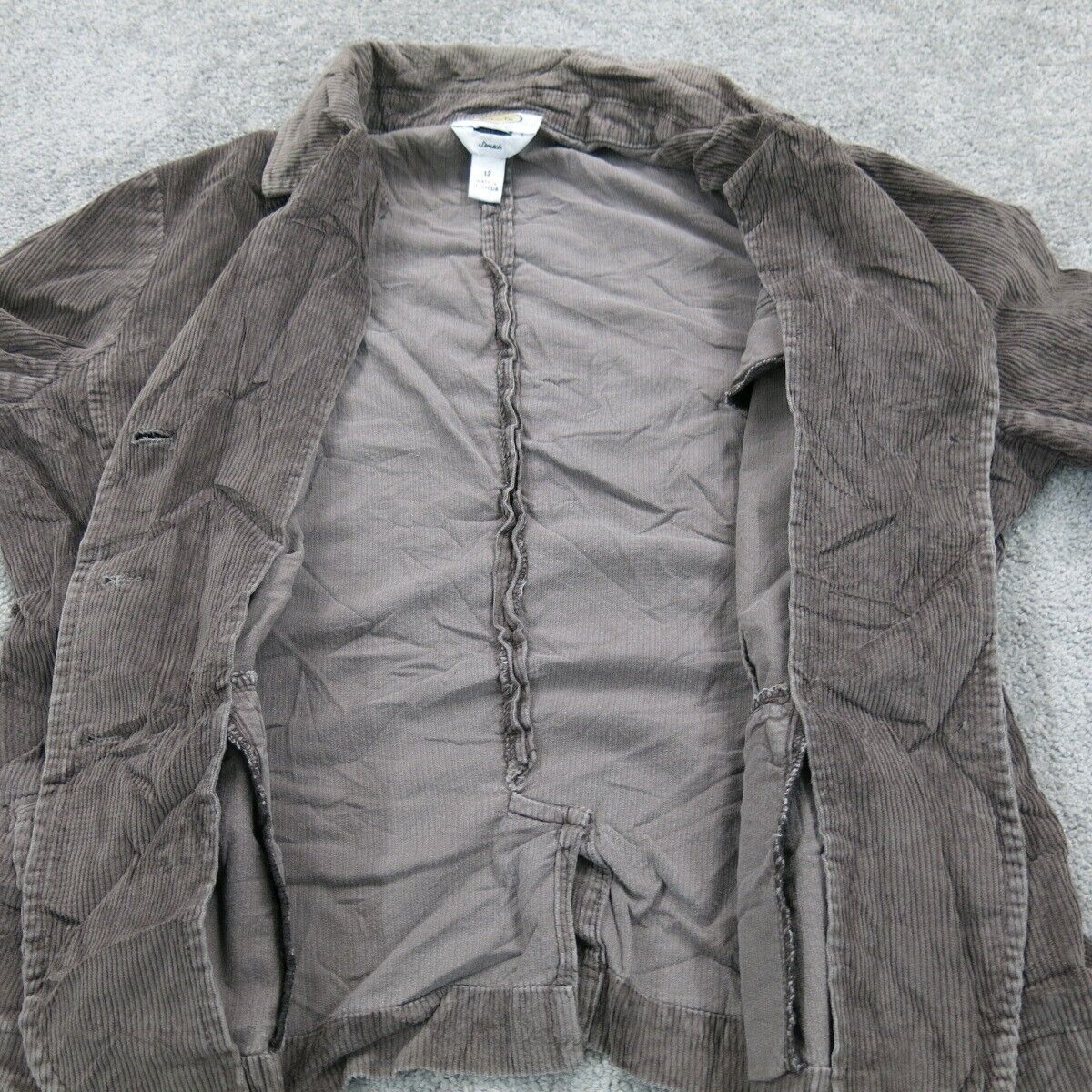 Talbots Women Blazer Coat Single Breasted Stretch Long Sleeve Dark Beige Size 12